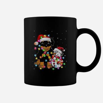 Funny Rottweiler Dog Christmas Snowman Lights Pajama Coffee Mug - Seseable