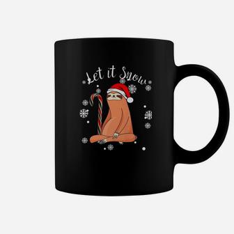 Funny Santa Sloth Let It Snow Holiday Christmas Gift Coffee Mug - Seseable