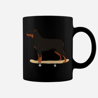 Funny Skateboarding Rottweiler Puppy Dog Gift Coffee Mug - Seseable