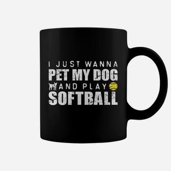 Funny Softball Puppy Dog Lover Gift Coffee Mug - Seseable
