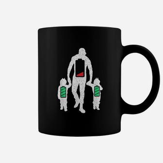 Funny Tired Twin Dad Low Battery Full Charge Coffee Mug - Seseable