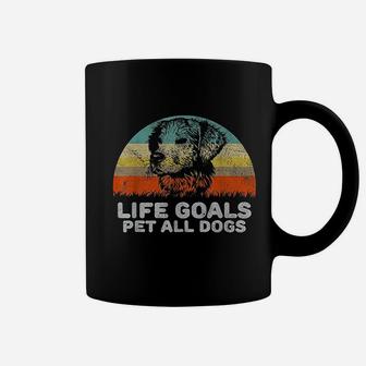 Funny Vintage Look My Life Goals Are To Pet All Dogs Coffee Mug - Seseable