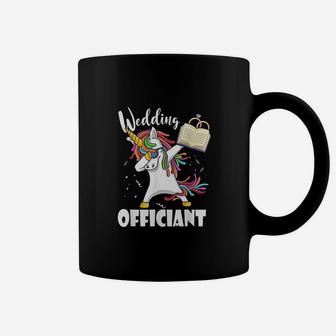 Funny Wedding Officiant Cute Dabbing Unicorn Pastor Wedding Coffee Mug - Seseable