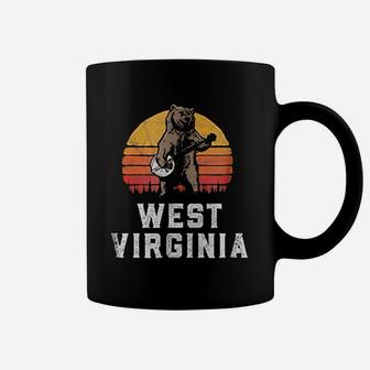 Funny West Virginia Grizzly Bear Bluegrass Banjo Coffee Mug - Seseable