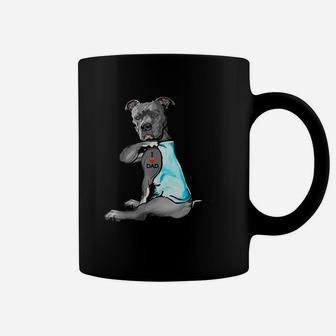 Funny Women Gifts Dog Pitbull I Love Dad Tattoo Gift Coffee Mug - Seseable