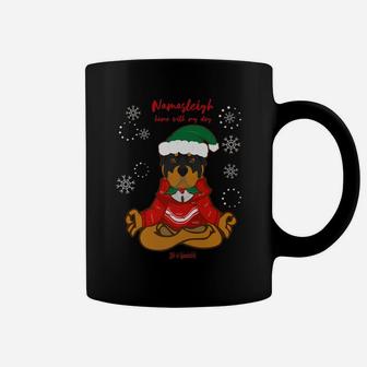Funny Yoga Christmas Dog Rottweiler Lovers Coffee Mug - Seseable