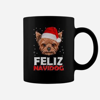 Funny Yorkshire Terrier Christmas Feliz Navidog Coffee Mug - Seseable