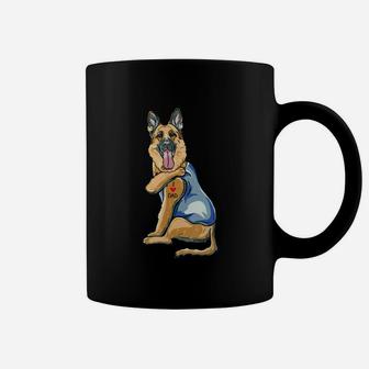 German Shepherd Dog Tattoo I Love Dad Coffee Mug - Seseable
