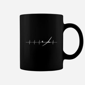 Glider Pilot Heartbeat Ecg T-shirt Sailplane Pilot Gift Coffee Mug - Seseable