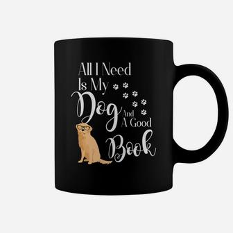 Golden Retriever Dog Love Books Reading Funny Coffee Mug - Seseable