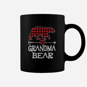 Grandma Bear Christmas Pajama Red Plaid Buffalo Family Coffee Mug - Seseable