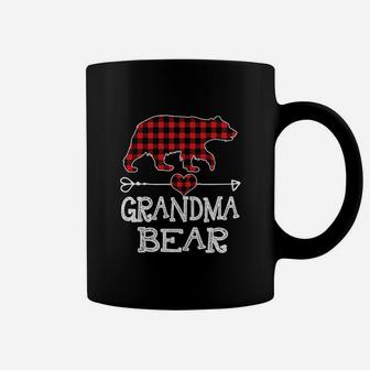 Grandma Bear Christmas Pajama Red Plaid Buffalo Family Gift Coffee Mug - Seseable