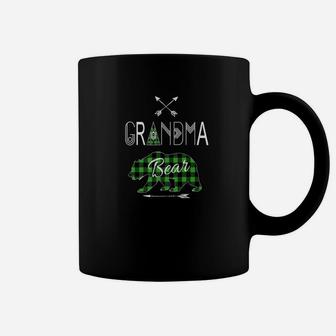 Grandma Bear Family Buffalo Plaid Green Xmas Camping Coffee Mug - Seseable