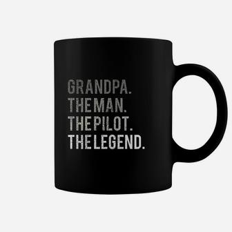 Grandpa The Man The Pilot The Legend Aviation Dad Gift Coffee Mug - Seseable