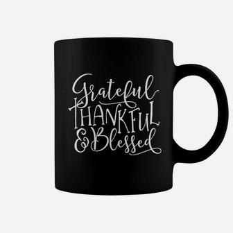 Grateful Thankful Blessed Thanksgiving Funny Coffee Mug - Seseable