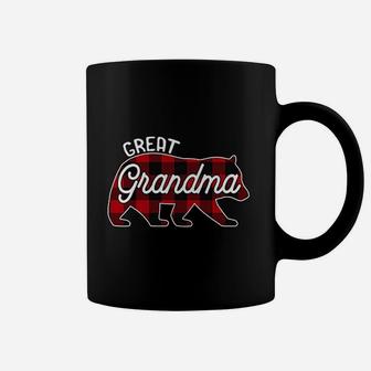 Great Grandma Bear Red Buffalo Plaid Family Coffee Mug - Seseable