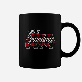 Great Grandma Bear Red Buffalo Plaid Matching Family Coffee Mug - Seseable