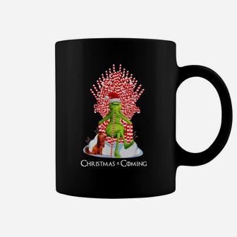Grinch Christmas Is Coming Candy Cane Throne Christmas Coffee Mug - Seseable