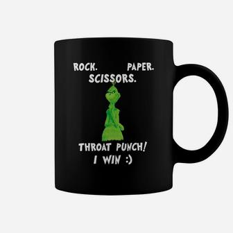 Grinch Funny Win Christmas Rock Paper Scissors Coffee Mug - Seseable