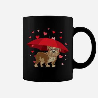Grumpy Bulldog Raining Hearts Valentines Day Coffee Mug - Seseable