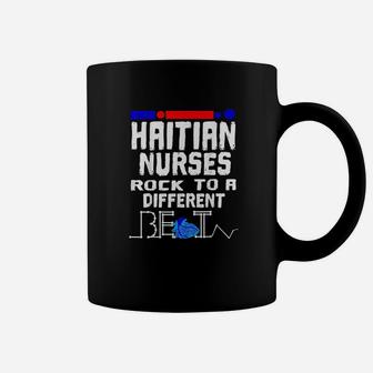Haitian Nurse Flag Heartbeat Black Afro Haiti Pride Coffee Mug - Seseable