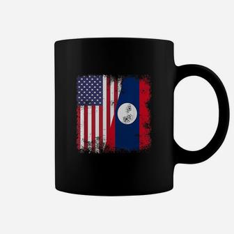Half Lao Laotian Flag Coffee Mug - Seseable