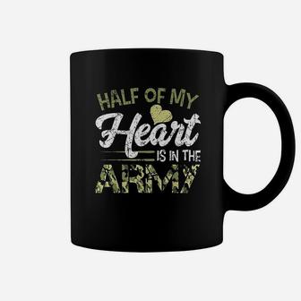 Half Of My Heart Is In The Army Coffee Mug - Seseable