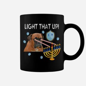 Hanukkah Funny Boxer Dog Menorah Casual Gelt Gift Coffee Mug - Seseable