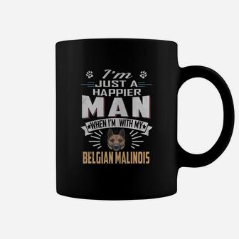 Happier Man With Belgian Malinois Coffee Mug - Seseable