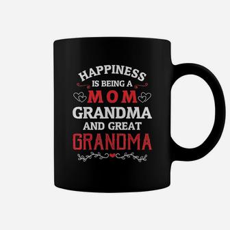 Happiness Is Being A Mom Grandma Great Grandma Women Coffee Mug - Seseable