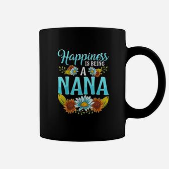 Happiness Is Being A Nana Cute Floral Mothers Day Coffee Mug - Seseable