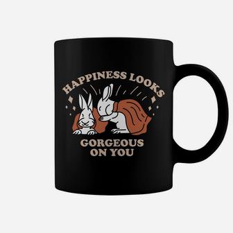 Happiness Looks Gorgeous On You Love Rabbit Couple Coffee Mug - Seseable