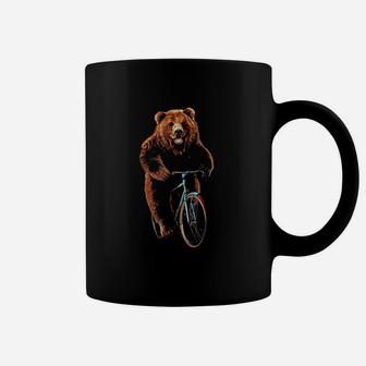 Happy Grizzly Bear Cycling, Mountain Bike Bicycle Coffee Mug - Seseable