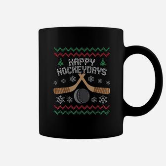 Happy Hockeydays Ice Hockey Player Ugly Christmas Coffee Mug - Seseable