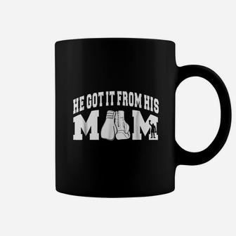 He Got It From His Mom Boxing Coffee Mug - Seseable