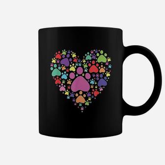 Heart Paw Print Dog Cat Lover Valentines Day Coffee Mug - Seseable