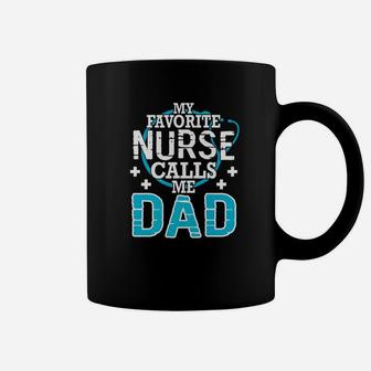 Heartbeat My Favorite Nurse Calls Me Dad Happy Father Shirt Coffee Mug - Seseable