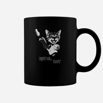 Heavy Metal Cat Funny Cat With Guitar Music Coffee Mug - Seseable