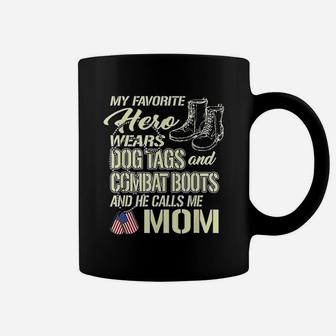 Hero Wears Dog Tags Combat Boots Proud Army Mom Mother Gift Coffee Mug - Seseable