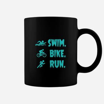 Herren Triathlon Tassen Swim. Bike. Run. Motivation, Schwarz - Seseable