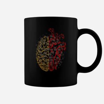 Herz-Gehirn-Verbindung Grafik Tassen in Schwarz, Kreatives Design Tee - Seseable