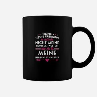 Herzensschwester Freundschafts-Tassen in Schwarz, Beste Freundin Tee - Seseable