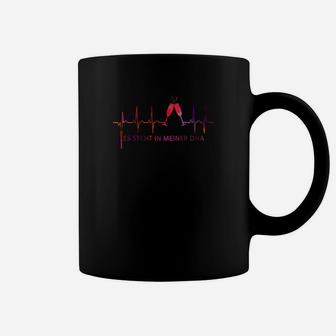 Herzfrequenz Schwarzes Tassen mit Katzenmotiv, 'Ich sitze in meinem Herz' Design - Seseable