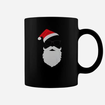 Hipster Santa Face With Hat Beard Glasses Christmas Coffee Mug - Seseable