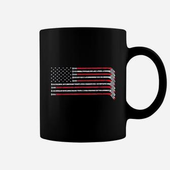 Hockey Stick Usa Flag Faded Hockey Player Coffee Mug - Seseable