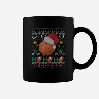 Hohoho Basketball Ugly Christmas Santa Gift Coffee Mug - Seseable