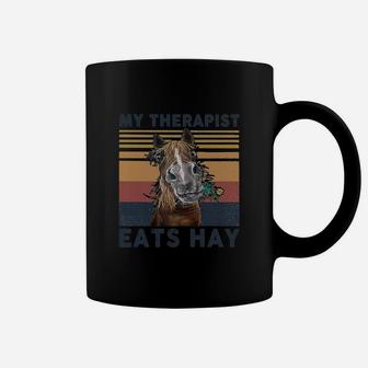 Horse My Therapist Eats Hay Vintage Retro Coffee Mug - Seseable