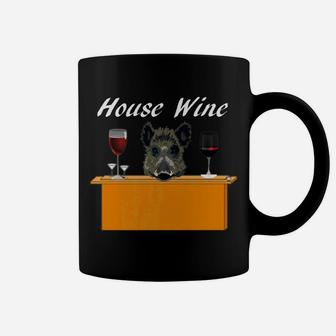 House Wine Vintage Vino Vinyard Grapes Pig Swine Funny Gift Coffee Mug - Seseable