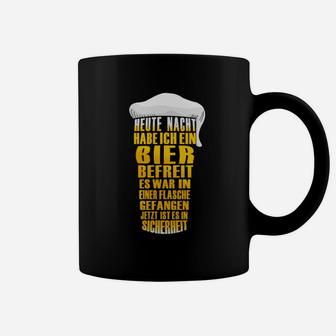 Humorvolles Bierfreunde Tassen Bier befreit Spruch, Schwarz - Seseable