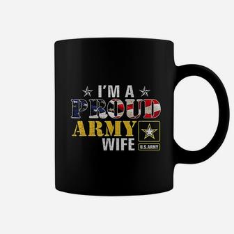 I Am A Proud Army Wife American Flag Military Gift Veteran Coffee Mug - Seseable